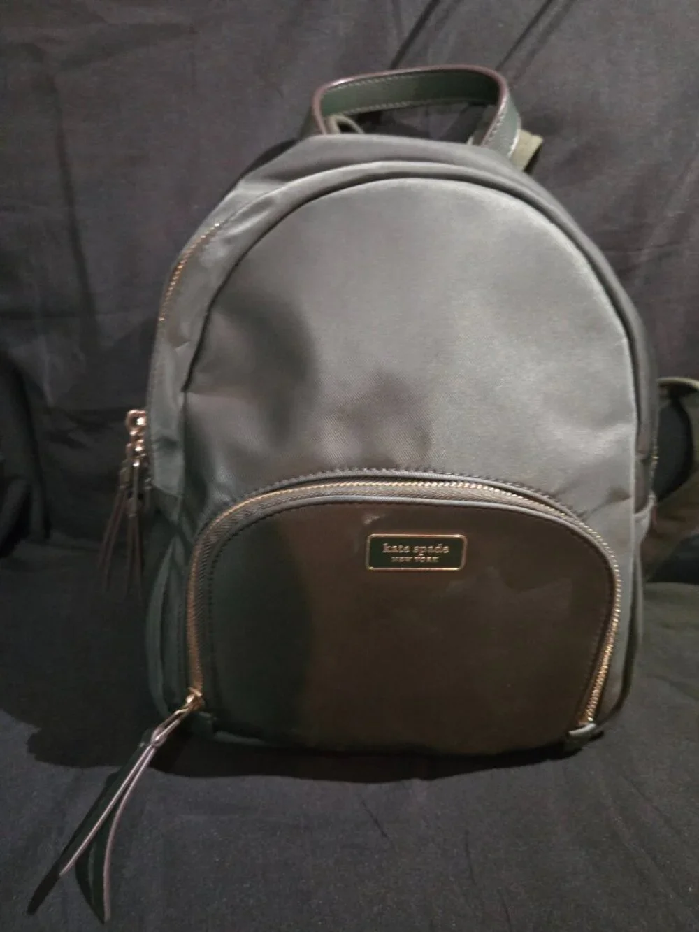 Kate Spade Olive Green Nylon Mini Backpack Gold Tone Hardware